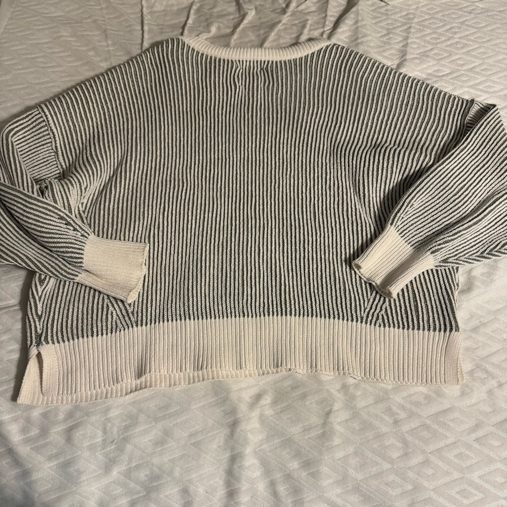 LOWEST PRICE ✨ Aerie Chenille V-Neck Sweater in Cream and Green - Picture 5 of 7
